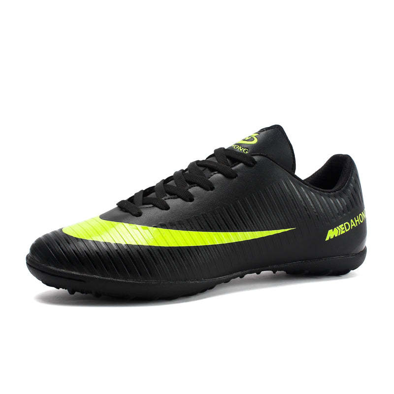 Professional Men Kids Turf Indoor Soccer Shoes Cleats Football Sneakers - Black / 38 - Oncros