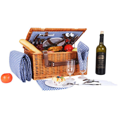 Wicker Woven Portable Outdoor Picnic Basket For Four People - Oncros