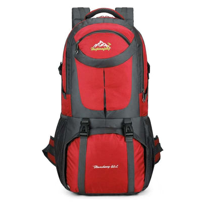 60L Travel Backpack Lightweight Backpack for Mountaineering Travelling Camping Hiking - Red - Oncros