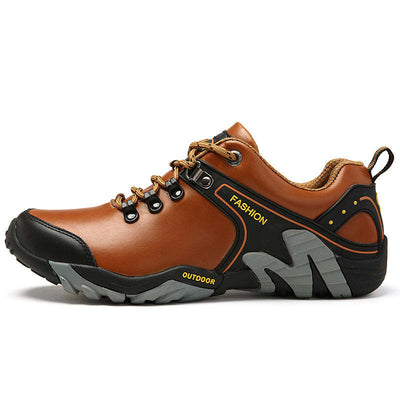 Men's Genuine Leather Hiking Sports Shoes Outdoor Trekking Waterproof Sneakers - Oncros