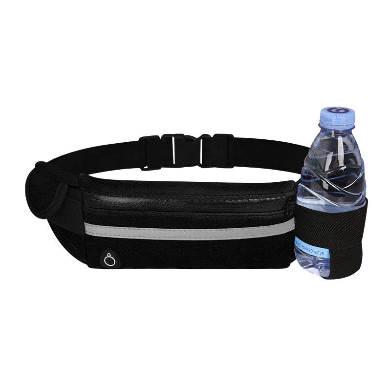 Waterproof Running Waist Bag Outdoor Sports Running Jogging Belt Bag Fitness Bag for Phone - black / With bottle holder - Oncros