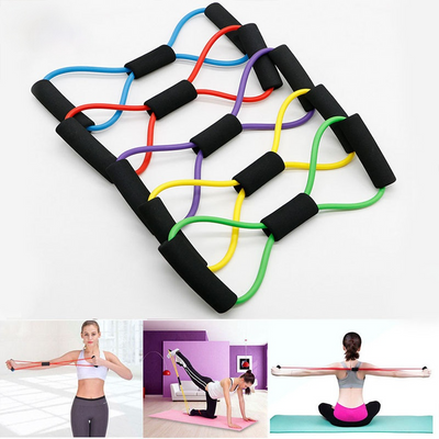 TPE 8 Word Fitness Yoga Gum Resistance Rubber Bands Fitness Elastic Band - Oncros