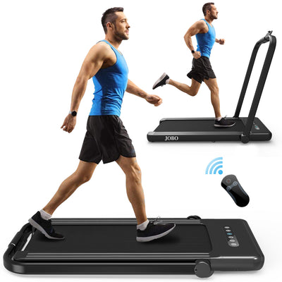 2-In-1 Foldable Treadmill with LED Screen Electric Running/Walking Machine Smart APP, Black - Oncros