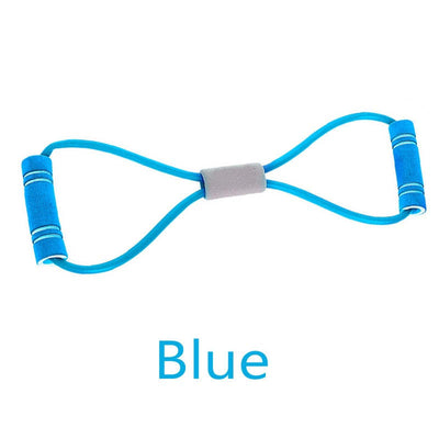 TPE 8 Word Fitness Yoga Gum Resistance Rubber Bands Fitness Elastic Band - New Blue - Oncros