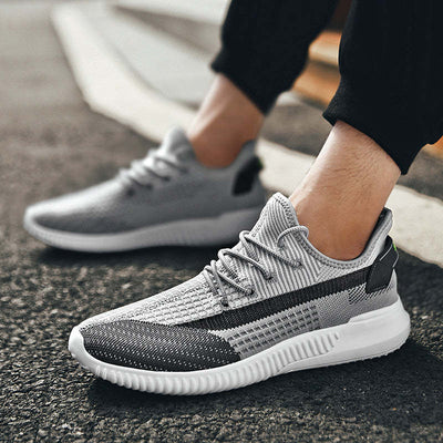 Men's Fashion Lightweight knit Sneakers Running Breathable Walking Non-slip Jogging Sports Shoes - Gray / 38 - Oncros