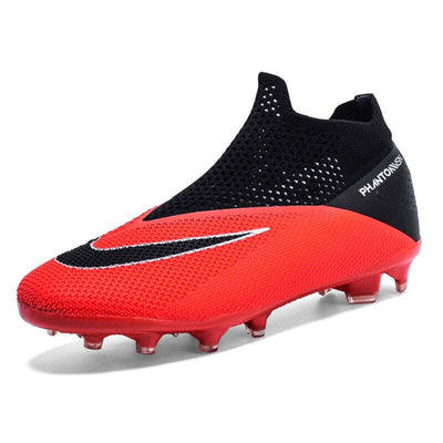 Professional Training Football Boots Men High Soccer Shoes - Red / 37 - Oncros