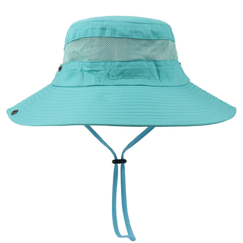 Outdoor New Summer Sun UV Protection Wide Brim Bucket Hats Fishing Hat Beach Hats Unisex - Lake blue - Oncros