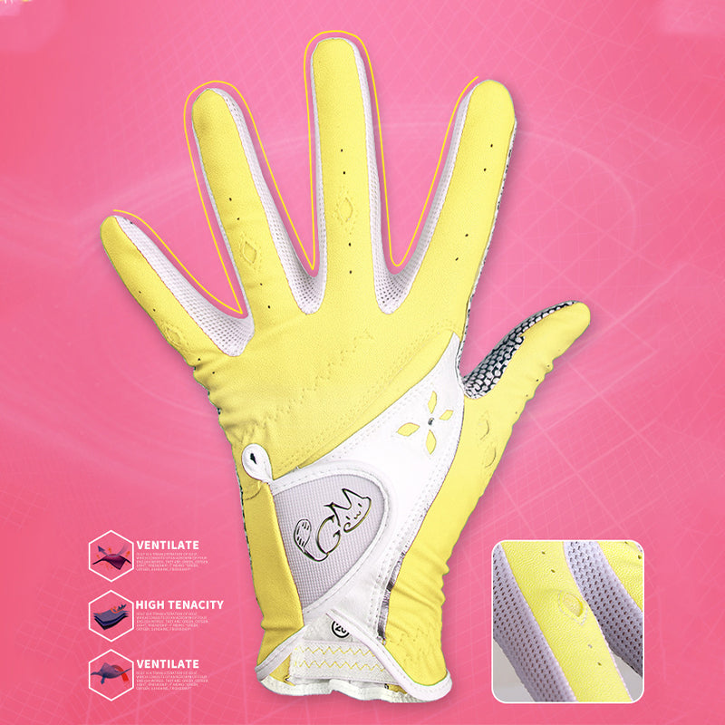 Women Golf Gloves Top Soft Breathable PU Leather Non-Slip 2pcs - Oncros