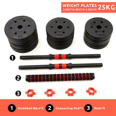 2 in 1 20kg/25kg Adjustable Dumbbells Set Weights Training for Home Gym - 25kg - Oncros