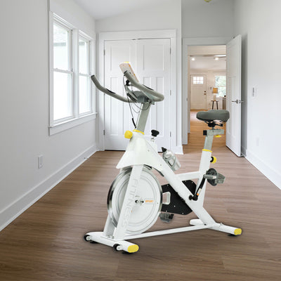 Smart Spining Bike with LCD Display for Home Exercise - White - Oncros
