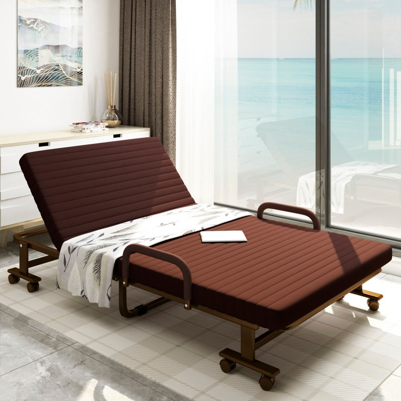 Folding Bed Reclining Foldable Bed Multifunctional Single Bed Sofa Bed With Rotating Wheels With Brake - Brown - Oncros