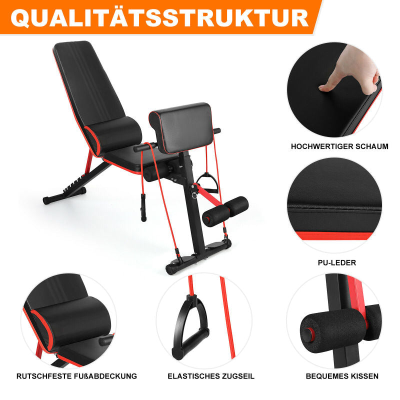 Adjustable Weight Bench Training Bench with Pull Rope Full Body Workout - Oncros