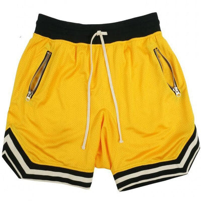 Male Slim Fit Short Pants Knee Length Breathable Mesh Sweatpants - yellow / XXXL - Oncros