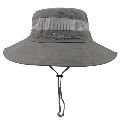 Outdoor New Summer Sun UV Protection Wide Brim Bucket Hats Fishing Hat Beach Hats Unisex - Dark grey - Oncros