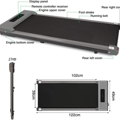 Multi-Speed Electric Treadmill with LCD Display - Foldable & Installation-free, Grey - Oncros