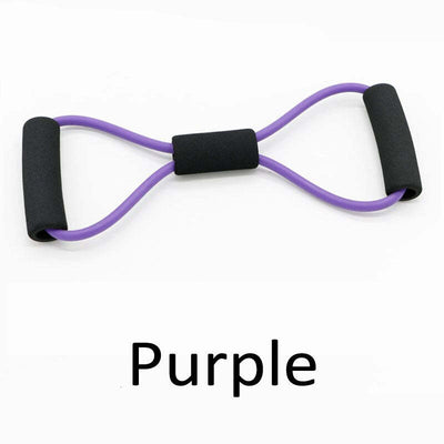 TPE 8 Word Fitness Yoga Gum Resistance Rubber Bands Fitness Elastic Band - Purple - Oncros