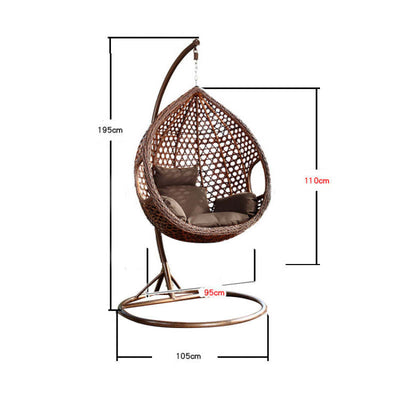 Natrual Rattan Egg Shape Lounge Hanging Chair Outdoor Patio & Indoor Balcony, Brown/Gray - Oncros