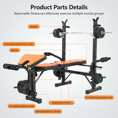 Adjustable Dumbbell Stool Weight Bench Foldable Gym Weight Workout - Oncros