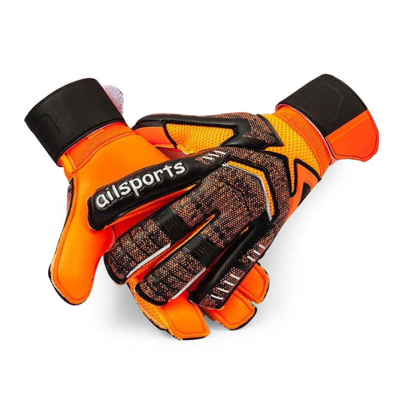 Professional Football Kit Goalkeeper Gloves - Orange / Adults Size 9 - Oncros