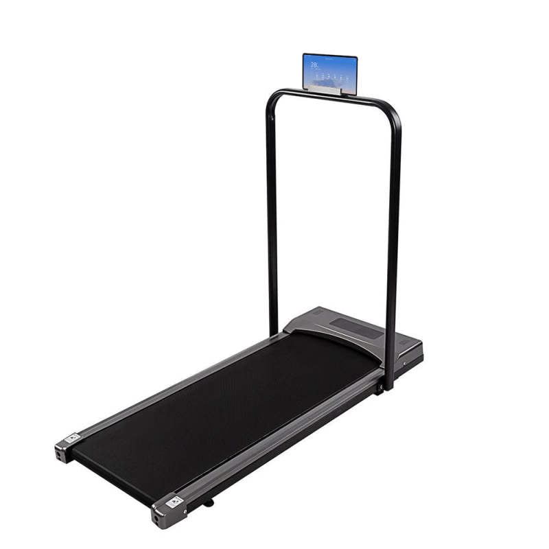 Multi-Speed Electric Treadmill with LCD Display - Foldable & Installation-free, Grey - With armrests - Oncros