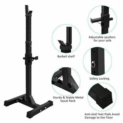 Squat Rack Muiti-use Height Adjustable Barbell Power Stand Set - Oncros