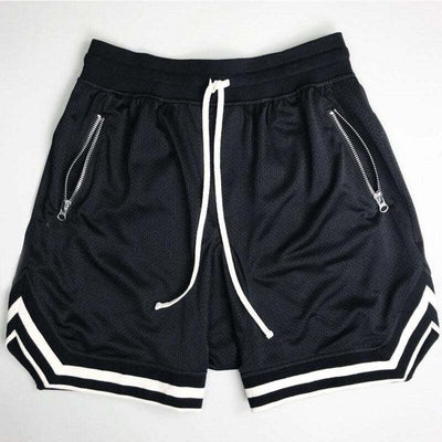 Male Slim Fit Short Pants Knee Length Breathable Mesh Sweatpants - black / L - Oncros