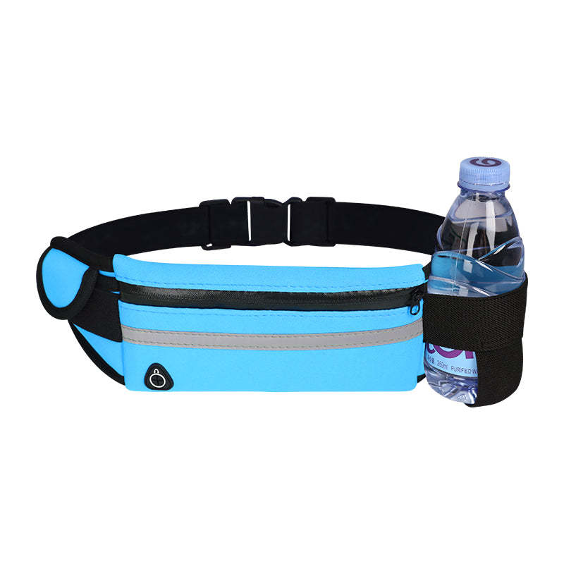 Waterproof Running Waist Bag Outdoor Sports Running Jogging Belt Bag Fitness Bag for Phone - blue / With bottle holder - Oncros