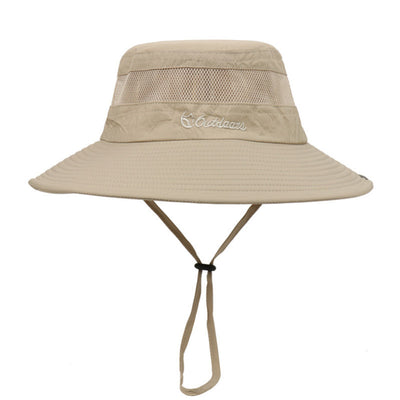 Outdoor New Summer Sun UV Protection Wide Brim Bucket Hats Fishing Hat Beach Hats Unisex - Light beige - Oncros