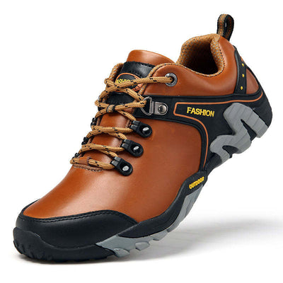 Men's Genuine Leather Hiking Sports Shoes Outdoor Trekking Waterproof Sneakers - Oncros