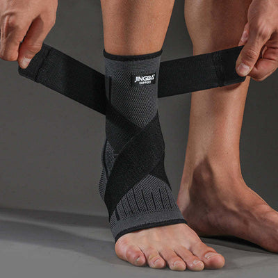 Protective Ankle Brace with Compression Nylon Strap - BLACK / XXL-XXXL / Bandage Ankle - Oncros