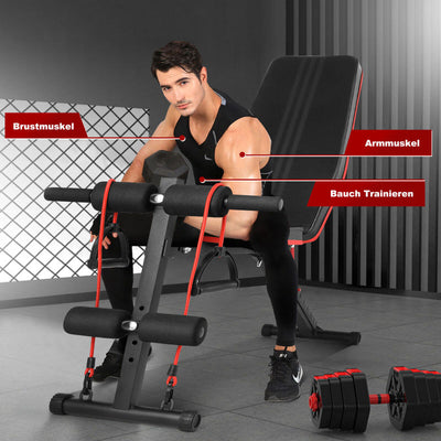 Adjustable Weight Bench Training Bench with Pull Rope Full Body Workout - A - Oncros