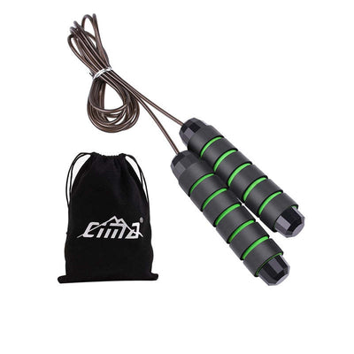 Tangle-Free Rapid Speed Jumping Rope with Ball Bearings Steel - Green with Bag - Oncros