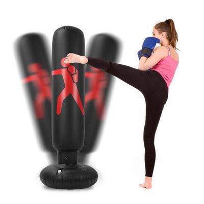 Inflatable Punching Bag PVC Boxing Bag for Kids Teens&Adults - Black - Oncros