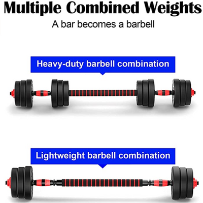10/20/40kg 2 in 1 Adjustable Dumbbells Barbell Set Weight Training - Oncros