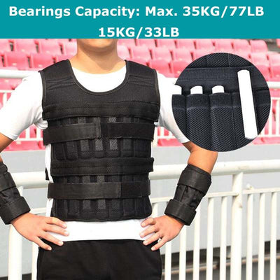 Adjustable Vest Weight Exercise Strength Training with 6kg Leg Weight 5kg Arm Weight - Oncros