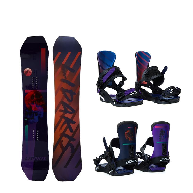 Skull Print Black Red Snowboard Set - Oncros