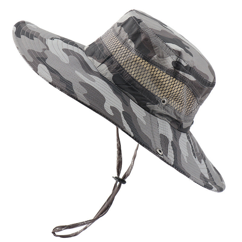 Outdoor Bucket Hat Unisex Sun UV Protection Fisherman Hat Camouflage - Grey and white camouflage - Oncros