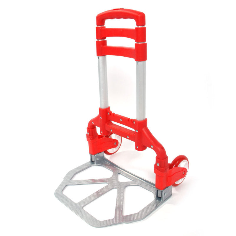 Portable Aluminium Cart Folding Dolly Push Truck Hand Collapsible Trolley Luggage Red - Oncros