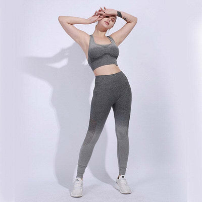 2Pcs Women's Summer Training Gym Running Fitness Yoga Sets - Black and White Set / M - Oncros
