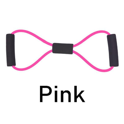 TPE 8 Word Fitness Yoga Gum Resistance Rubber Bands Fitness Elastic Band - Pink - Oncros