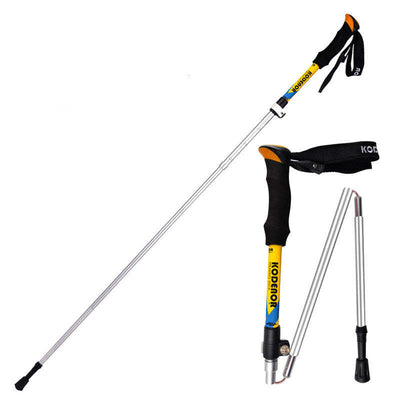 Outdoor Trekking Poles Multifunctional Portable Aluminum Alloy 5-section Folding Trekking Poles - Yellow / Short(appropriate height: 145-170cm) - Oncros