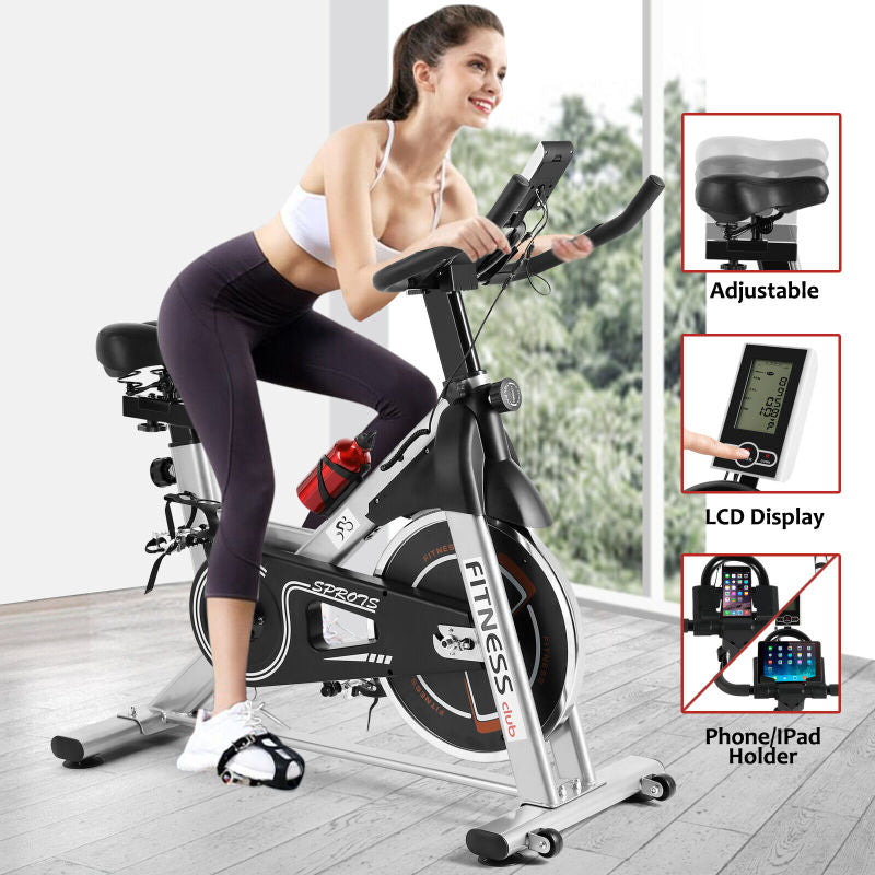 Exercise Bike Cardio Fitness Training Bicycle for Home Gym, Grey - Oncros
