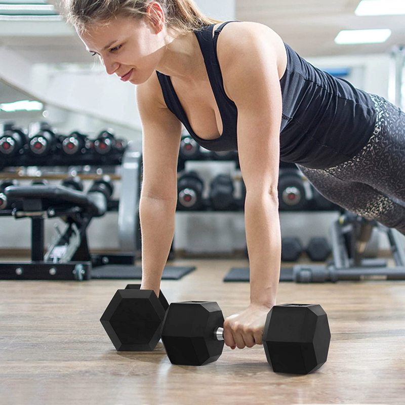 10/15/20kg Hexagonal Dumbbell Weight Lifting Training Weight Exercise - Black (2×10KG) - Oncros