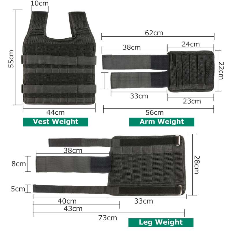 Adjustable Vest Weight Exercise Strength Training with 6kg Leg Weight 5kg Arm Weight - Oncros