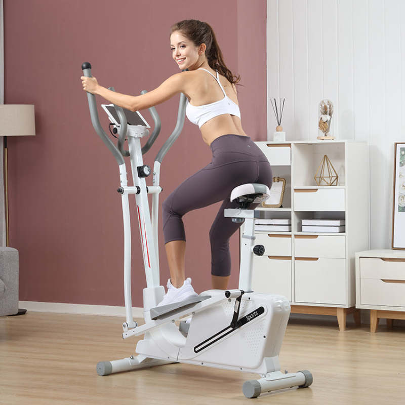 Cardio Fitness Elliptical Machine with LED Display Magnetic Control Resistance 16 Gear Adjustment - White - Oncros