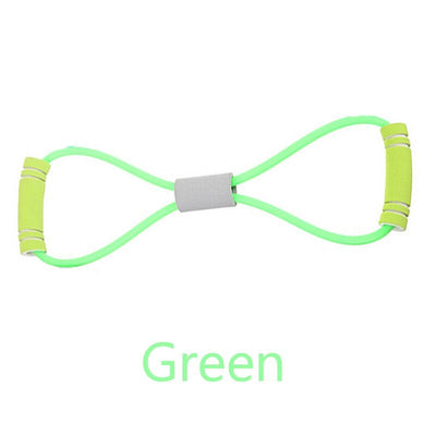 TPE 8 Word Fitness Yoga Gum Resistance Rubber Bands Fitness Elastic Band - New Green - Oncros