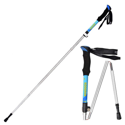 Outdoor Trekking Poles Multifunctional Portable Aluminum Alloy 5-section Folding Trekking Poles - Blue / Short(appropriate height: 145-170cm) - Oncros