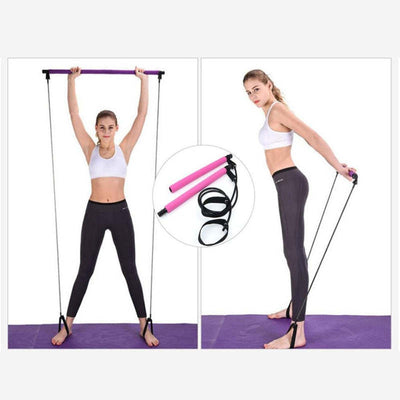 Pilates Bar Workout Stick with Resistance Band - Oncros