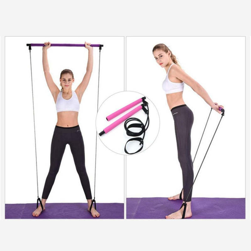 Pilates Bar Workout Stick with Resistance Band - Oncros