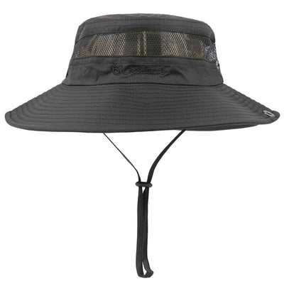 Outdoor New Summer Sun UV Protection Wide Brim Bucket Hats Fishing Hat Beach Hats Unisex - Black - Oncros